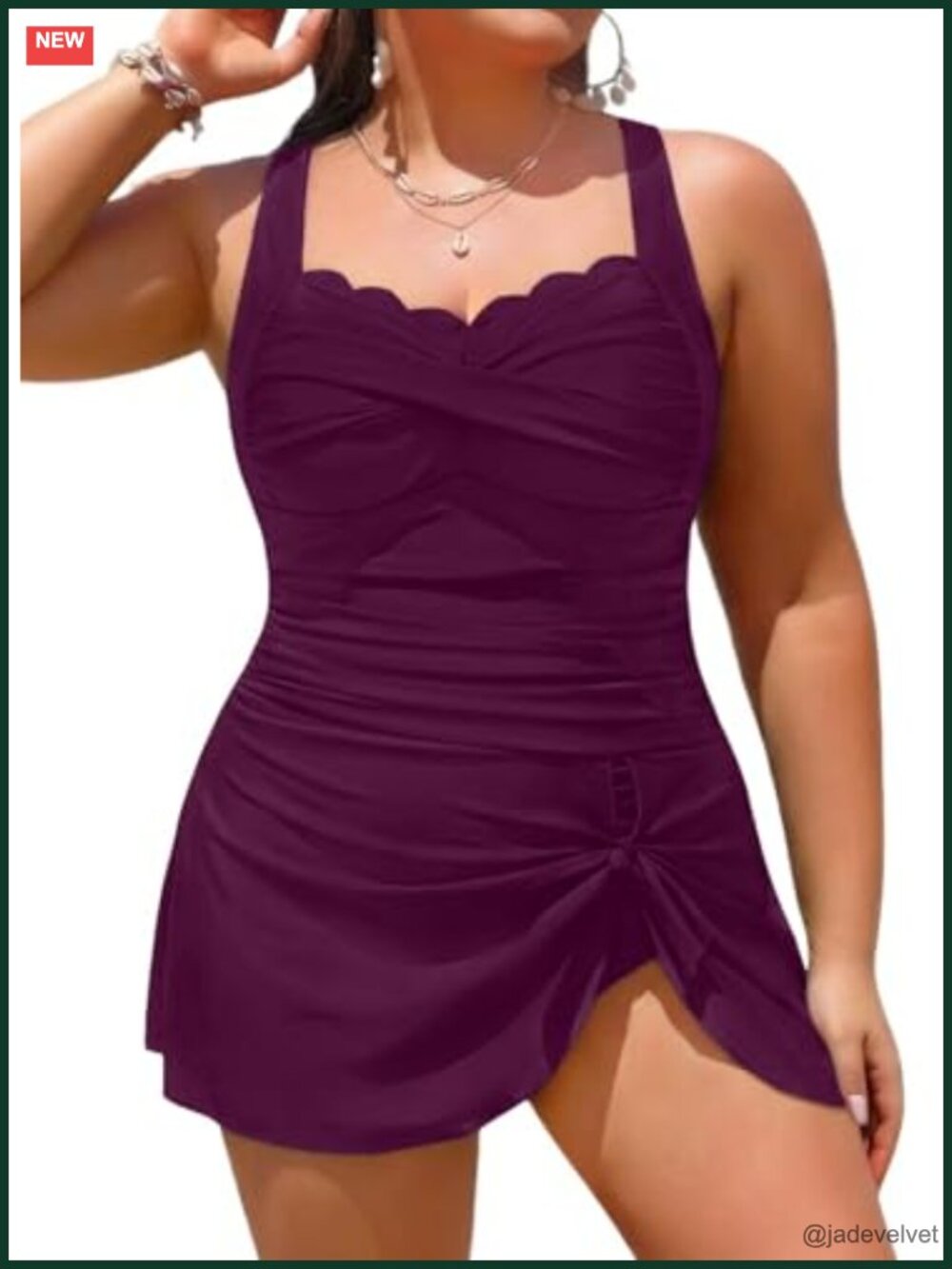 Plus Size One Piece Swim Dress Tummy Control Skirt Bathing Suit
